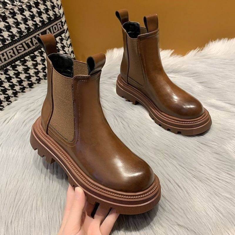 Bottes Martin en cuir pour filles, bottes à tube fumé de style coréen